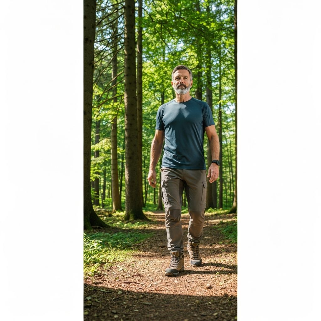 Active mature man enjoying healthy lifestyle in nature